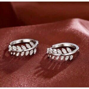 Gold Leaf Sparkle Hoop Earrings